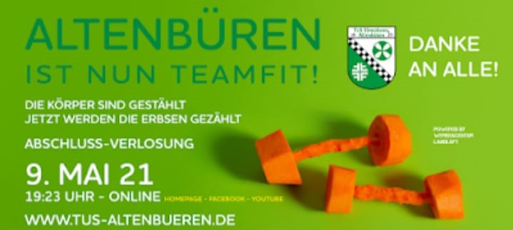 Altenbüren ist nun teamfit! Danke an alle! Abschluss-Verlosung 9. Mai 21